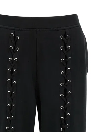 Rotate Birger Christensen Wide Leg Lace-up Joggers With Side Pockets In Black