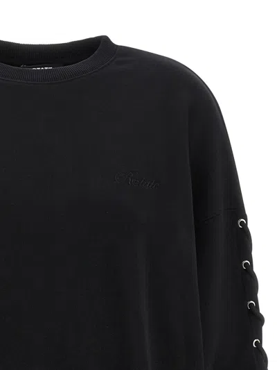 Rotate Birger Christensen Crew Neck Lace-up Detail Sweatshirt In Black