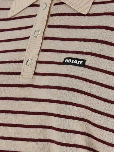 Rotate Birger Christensen Striped Polo Shirt With Logo Patch In Multi
