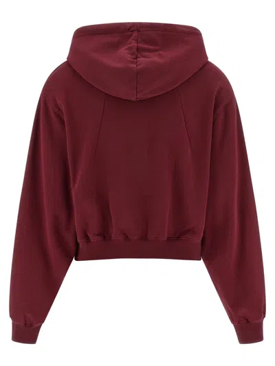 Rotate Birger Christensen Ribbed Cuffs And Hem Hoodie With Drawstring Hood In Burgundy