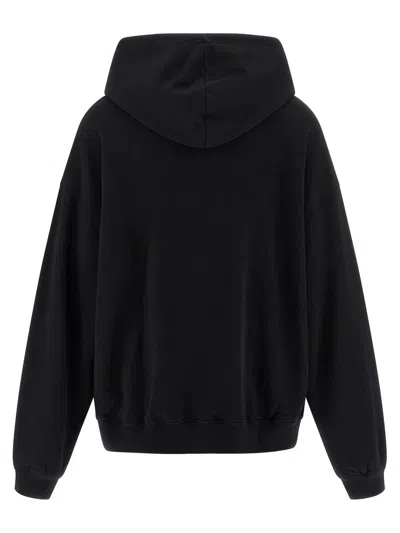 Rotate Birger Christensen Heavy Cotton Sweatshirt With Hood And Pouch Pocket In Black