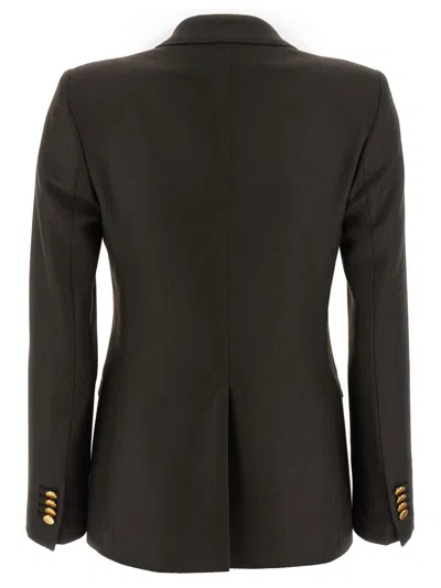 Tagliatore Double-breasted Peak Lapel Blazer In Black