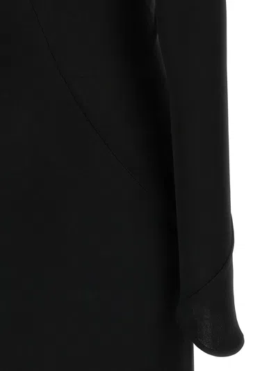 Attico Asymmetrical V-neck Dress With Flared Train In Black