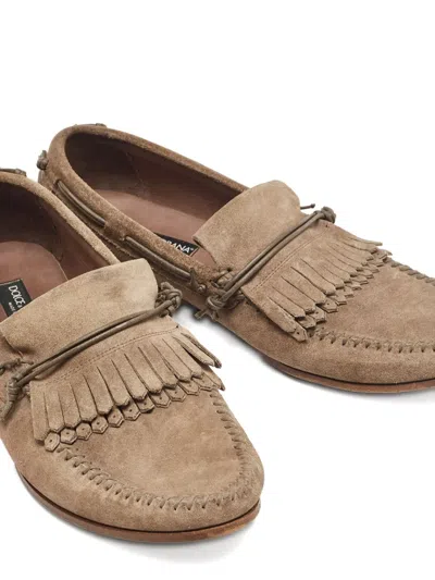 Pre-owned Dolce & Gabbana Fringe Suede Loafers