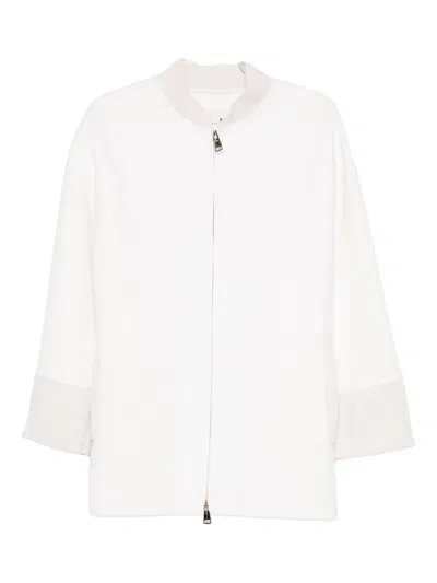 Manzoni 24 Long-sleeve Zip-front Coat In White