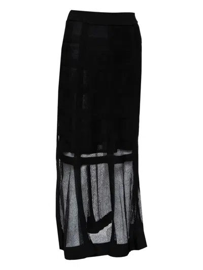 Pre-owned Alexander Mcqueen Sheer-panel Midi Skirt