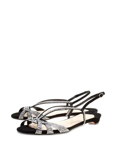 Pre-owned Christian Louboutin Crystal-embellished Slingback Flat Sandals