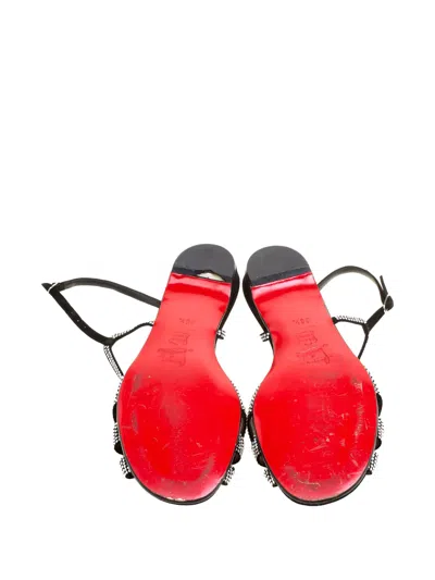 Pre-owned Christian Louboutin Crystal-embellished Slingback Flat Sandals