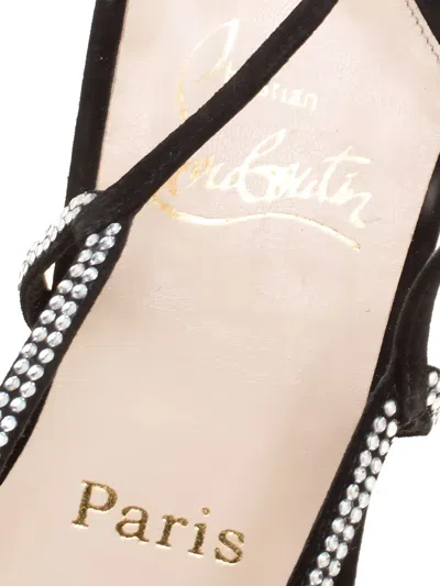 Pre-owned Christian Louboutin Crystal-embellished Slingback Flat Sandals