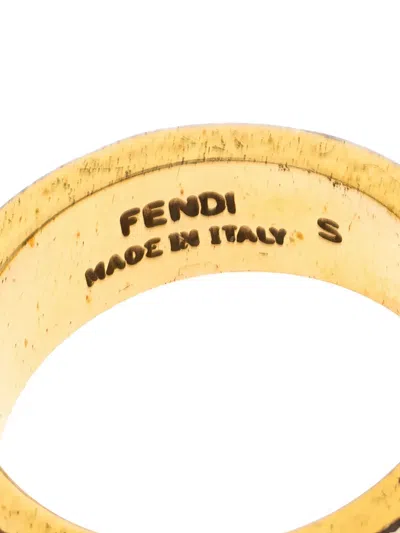 Pre-owned Fendi Sta Enamel Logo Ring