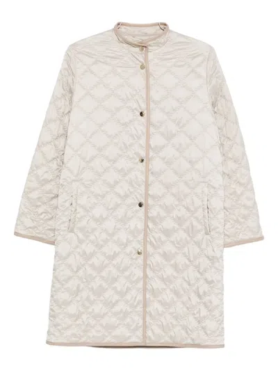 Manzoni 24 Quilted Single-breasted Coat In Neutral