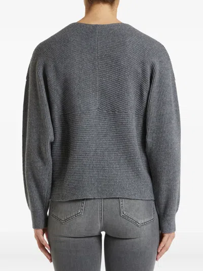Pennyblack Urial Cross-front Ribbed Sweater In Gray