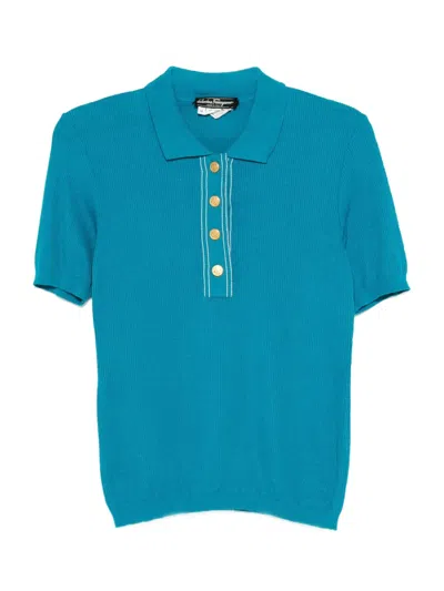 Pre-owned Ferragamo 1970s Ribbed Polo Shirt