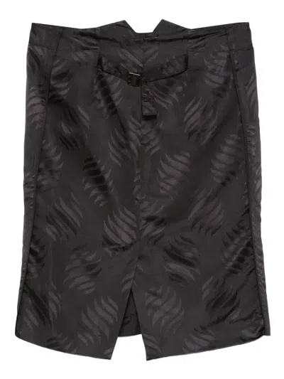 Pre-owned Gucci 2000s Swirl-pattern Silk Skirt