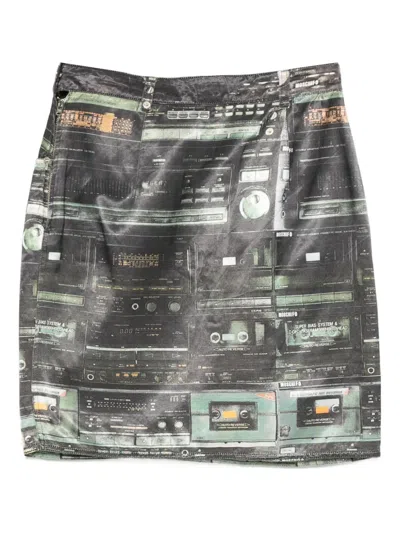 Pre-owned Moschino 2000s Cassette-tape Print Skirt