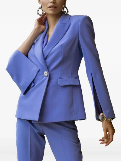 缀饰开衩袖西装夹克