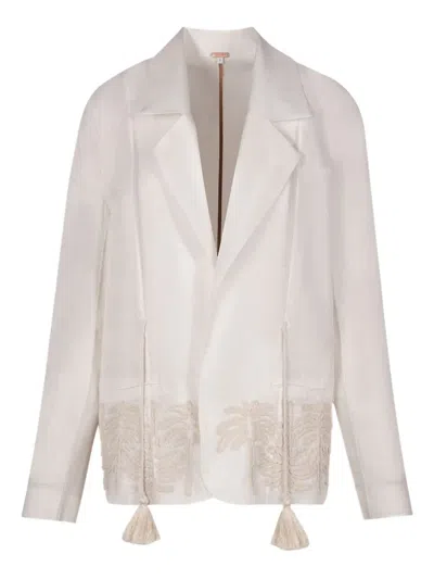 Johanna Ortiz Embroidered-tassel Jacket In White