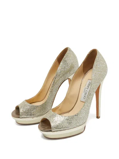Pre-owned Jimmy Choo 135mm Glitter Platform Pumps