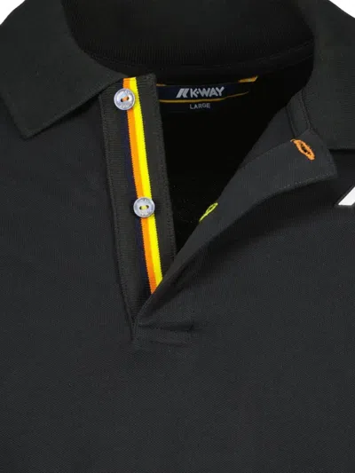 K-way Two-button Pique Polo Shirt In Black