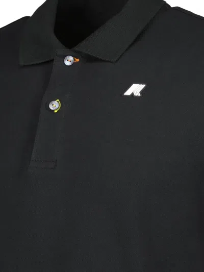 K-way Two-button Pique Polo Shirt In Black