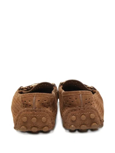 Pre-owned Louis Vuitton Lv-buckle Perforated Loafers
