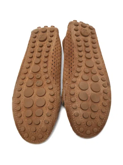 Pre-owned Louis Vuitton Lv-buckle Perforated Loafers