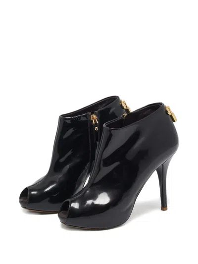 Pre-owned Louis Vuitton 100mm Oh Really! Patent Leather Peep-toe Ankle Boots