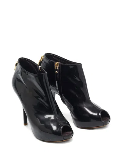 Pre-owned Louis Vuitton 100mm Oh Really! Patent Leather Peep-toe Ankle Boots