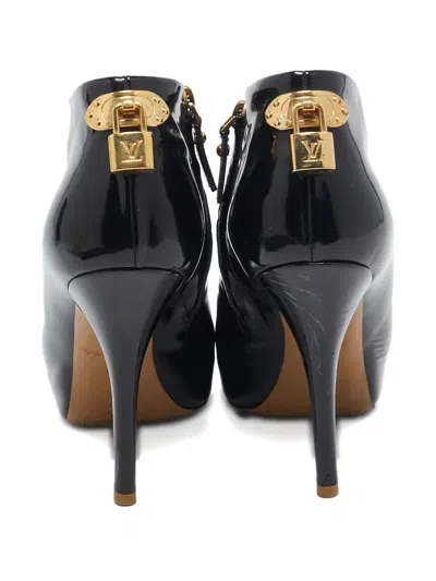 Pre-owned Louis Vuitton 100mm Oh Really! Patent Leather Peep-toe Ankle Boots