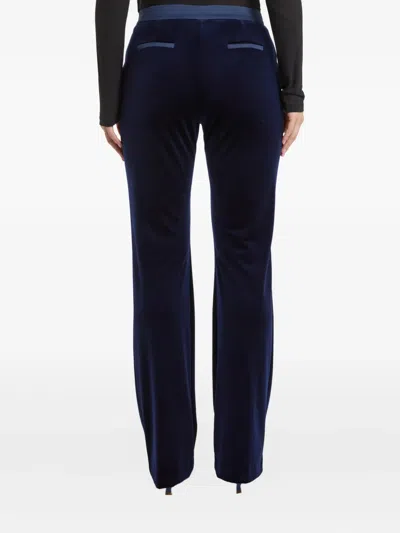 Pennyblack Velvet-texture Flat-front Trousers In Blue