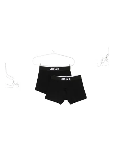 Versace Branded Boxer Briefs 2-pack In Black