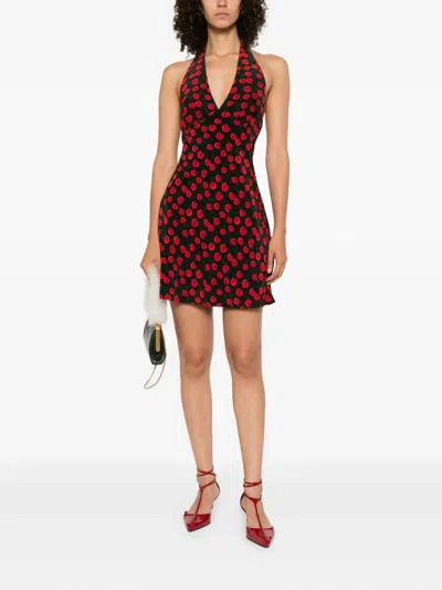 Staud Lucca Tomato-print Mini Dress In Red