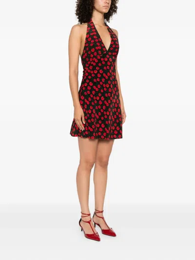 Staud Lucca Tomato-print Mini Dress In Red
