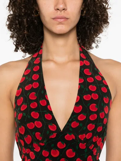 Staud Lucca Tomato-print Mini Dress In Red