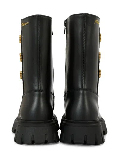 Moschino Bear-button Chunky-sole Boots In Black