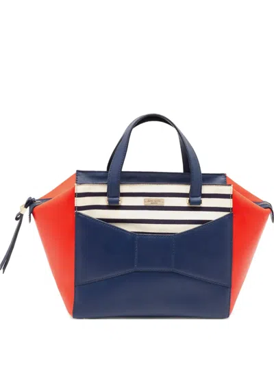 Pre-owned Kate Spade  2 Park Avenue Bow-detailed Striped Tote Bag