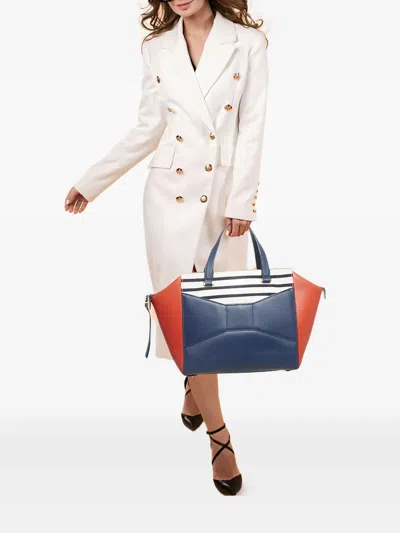 Pre-owned Kate Spade  2 Park Avenue Bow-detailed Striped Tote Bag