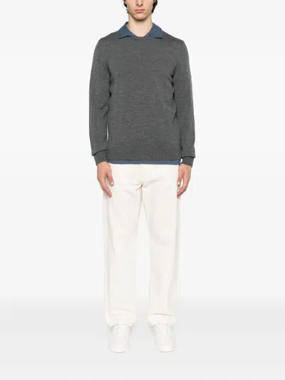 Drumohr Crew-neck Wool Sweater In Green