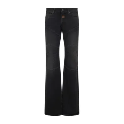 Balenciaga Fitted Low Waist Flared Wide-leg Pants In Black