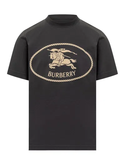 Burberry Mens Brand-print Crewneck Cotton-jersey T-shirt Black Xl