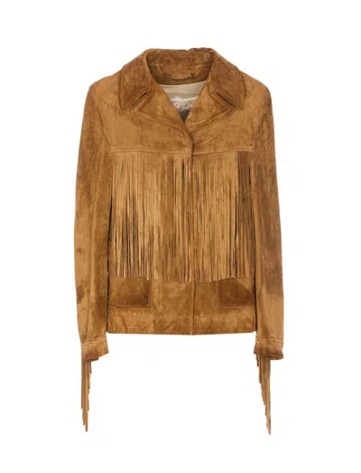 Golden Goose Women Olinda Fringed Jacket In Brown