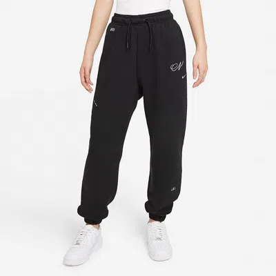 Nike (wmns)  Sportswear Icon Clash Oversized Casual Sports Lacing Breathable Long Pants/trousers Blac In Black