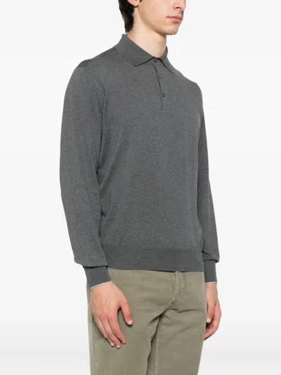 Brunello Cucinelli Ribbed Cashmere Half-zip Sweater In Gray