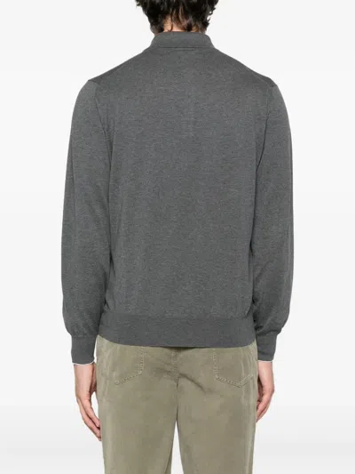 Brunello Cucinelli Ribbed Cashmere Half-zip Sweater In Gray