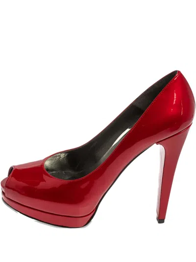 Pre-owned Stuart Weitzman  130mm Patent Leather Peep-toe Pumps In Red