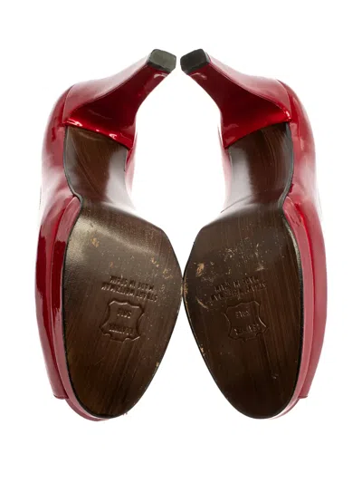 Pre-owned Stuart Weitzman  130mm Patent Leather Peep-toe Pumps In Red