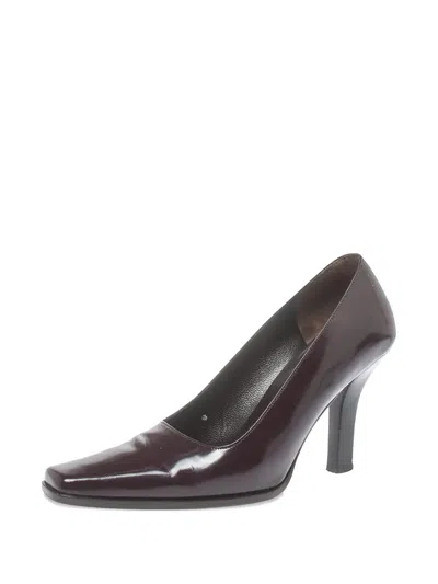 Pre-owned Gucci 90mm Square-toe Leather Pumps In Red
