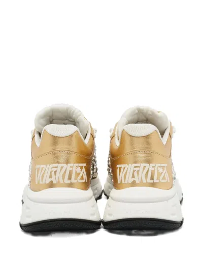 Pre-owned Versace 2024 Crystal Embellishment Sneakers In Yellow