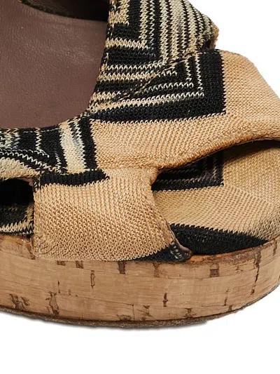 Pre-owned Missoni 120mm Geometric Slingback Platform Sandals