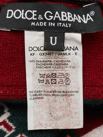 Pre-owned Dolce & Gabbana Logo Fringed Scarf In Red